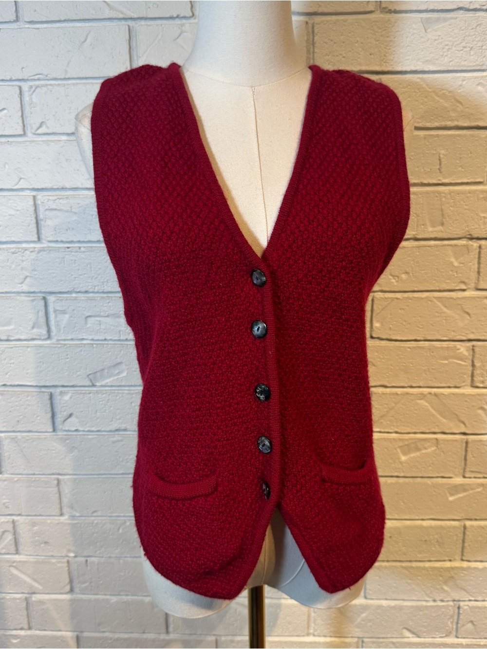Vintage 90s Nordstrom 100% Wool Red Sweater Vest Women’s S